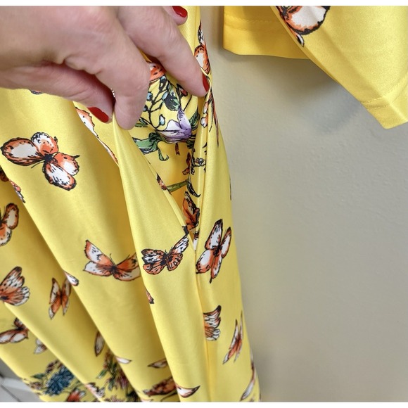 Anthony Richards Vtg XL Yellow Floral Muumuu Dress Caftan Housecoat Pockets - Picture 3 of 8